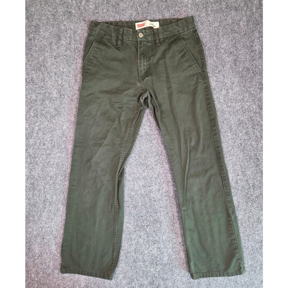 Levi's 505 Straight Leg Pants Kids‎ 16 REG Olive Green Cotton Twill Trousers